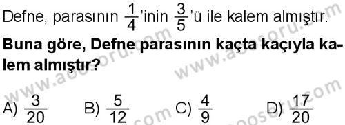 Matematik 6 Dersi 2024-2025 yılı 3. Dönem sınavı 5. Soru