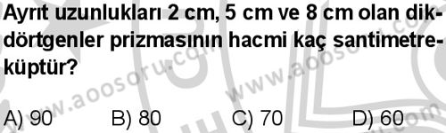 Matematik 6 Dersi 2024-2025 yılı 3. Dönem sınavı 7. Soru
