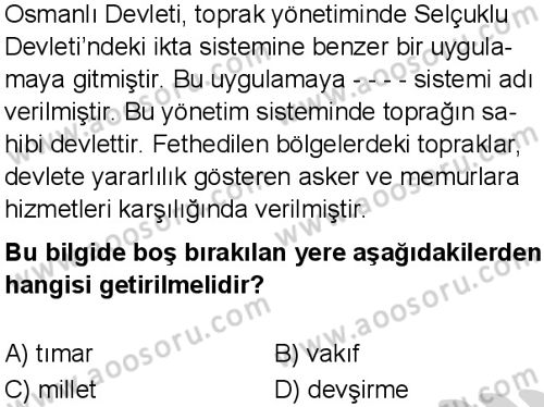 Sosyal Bilgiler 7 Dersi 2024-2025 yılı 3. Dönem sınavı 8. Soru