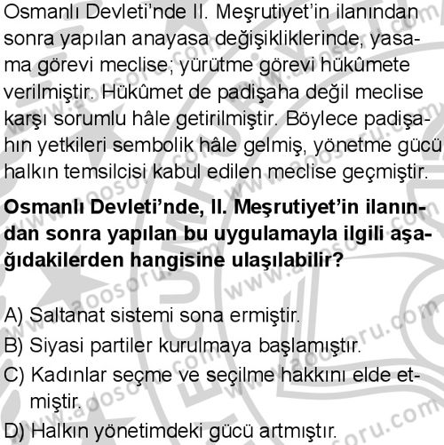 Sosyal Bilgiler 7 Dersi 2024-2025 yılı 3. Dönem sınavı 9. Soru