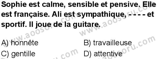 Fransızca 7 Dersi 2024-2025 yılı 3. Dönem sınavı 1. Soru