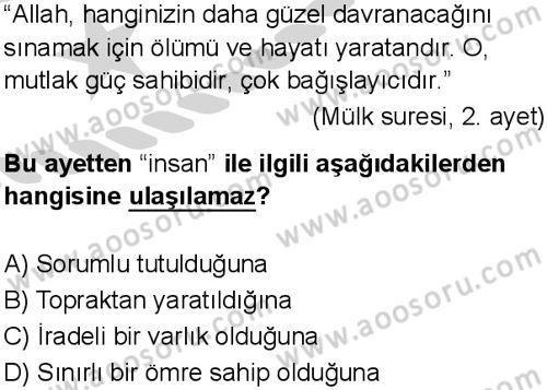 Din Kültürü ve Ahlak Bilgisi 7 Dersi 2024-2025 yılı 3. Dönem sınavı 2. Soru