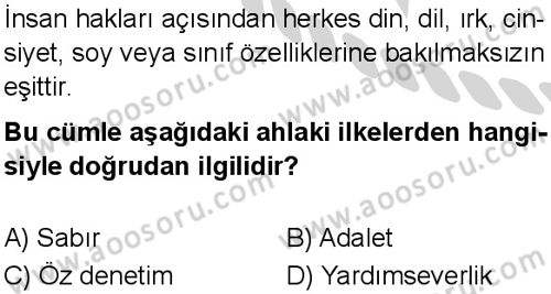 Din Kültürü ve Ahlak Bilgisi 7 Dersi 2024-2025 yılı 3. Dönem sınavı 7. Soru