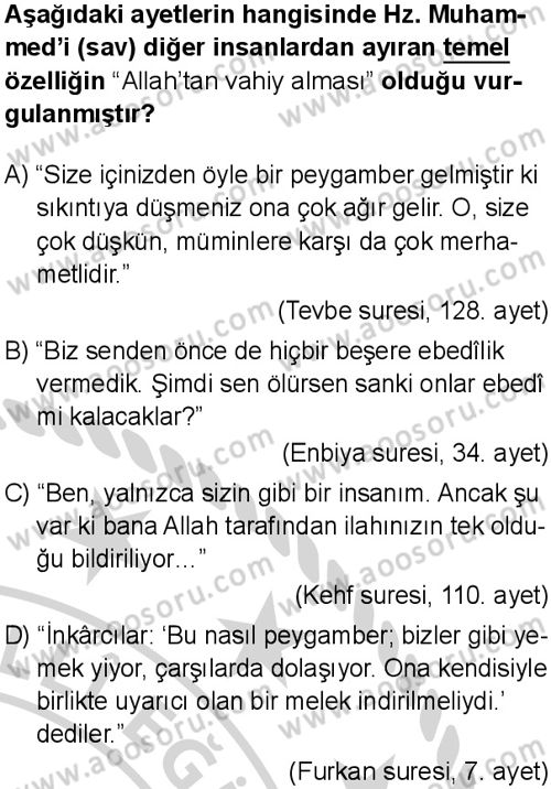 Din Kültürü ve Ahlak Bilgisi 7 Dersi 2024-2025 yılı 3. Dönem sınavı 8. Soru