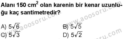 Matematik 8 Dersi 2024-2025 yılı 3. Dönem sınavı 3. Soru