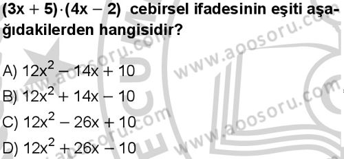 Matematik 8 Dersi 2024-2025 yılı 3. Dönem sınavı 5. Soru