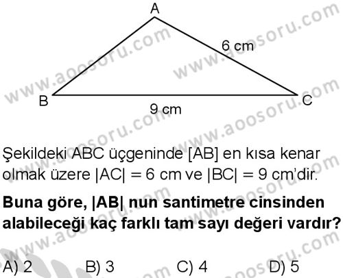 Matematik 8 Dersi 2024-2025 yılı 3. Dönem sınavı 7. Soru