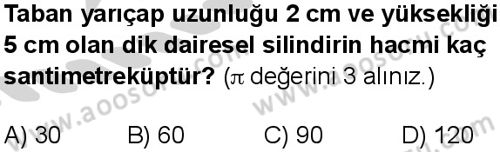 Matematik 8 Dersi 2024-2025 yılı 3. Dönem sınavı 9. Soru