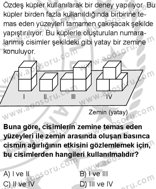 Fen Bilimleri 8 Dersi 2024-2025 yılı 3. Dönem sınavı 2. Soru