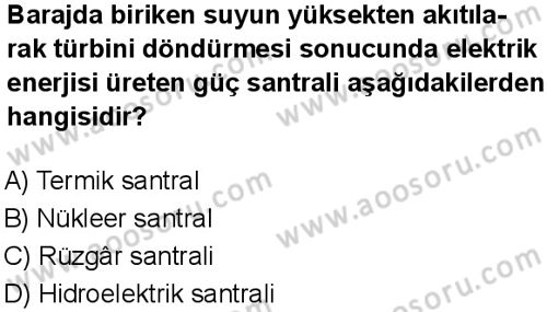 Fen Bilimleri 8 Dersi 2024-2025 yılı 3. Dönem sınavı 4. Soru