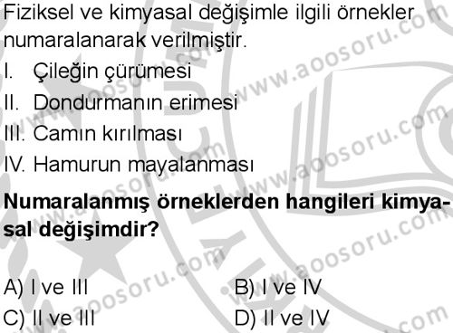 Fen Bilimleri 8 Dersi 2024-2025 yılı 3. Dönem sınavı 6. Soru