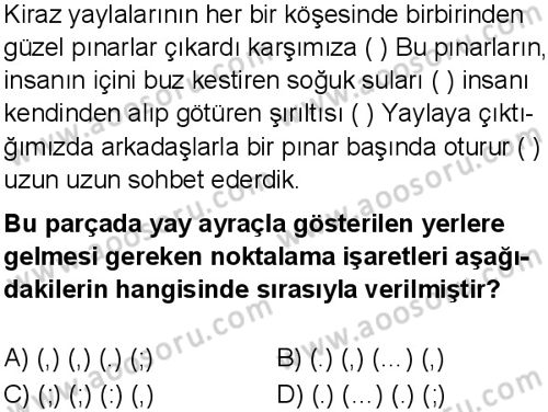 Türkçe 5 Dersi 2025-2026 yılı 1. Dönem sınavı 6. Soru