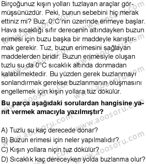 Türkçe 5 Dersi 2025-2026 yılı 1. Dönem sınavı 8. Soru