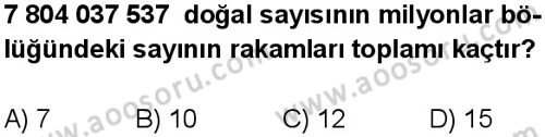 Matematik 5 Dersi 2025-2026 yılı 1. Dönem sınavı 3. Soru