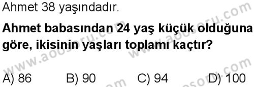 Matematik 5 Dersi 2025-2026 yılı 1. Dönem sınavı 4. Soru