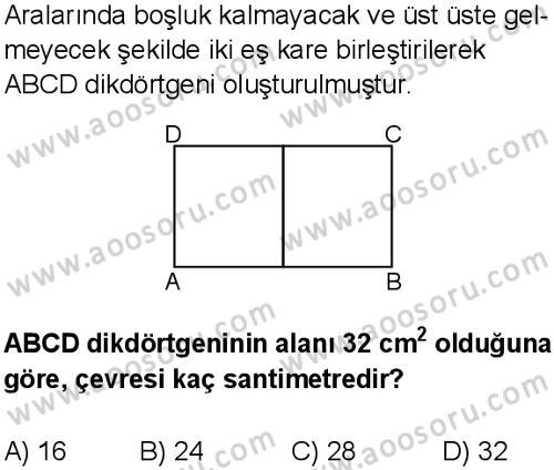 Matematik 5 Dersi 2025-2026 yılı 1. Dönem sınavı 5. Soru