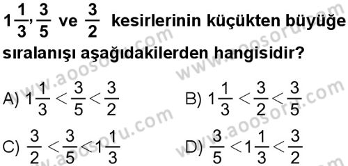 Matematik 5 Dersi 2025-2026 yılı 1. Dönem sınavı 7. Soru