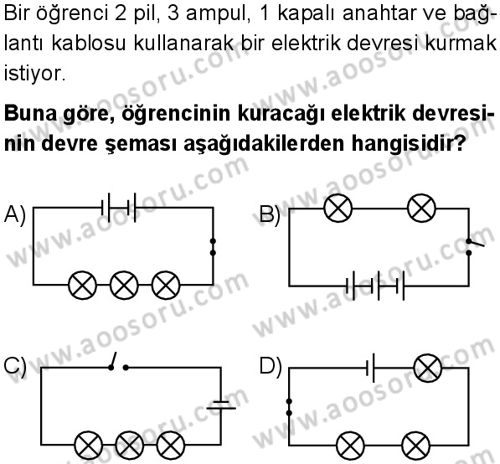 Fen Bilimleri 5 Dersi 2025-2026 yılı 1. Dönem sınavı 6. Soru