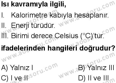 Fen Bilimleri 5 Dersi 2025-2026 yılı 1. Dönem sınavı 8. Soru