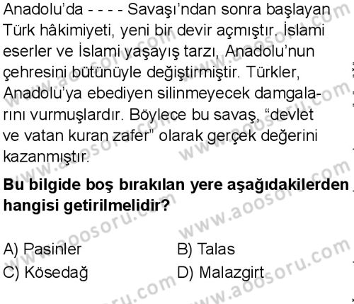 Sosyal Bilgiler 6 Dersi 2025-2026 yılı 1. Dönem sınavı 7. Soru