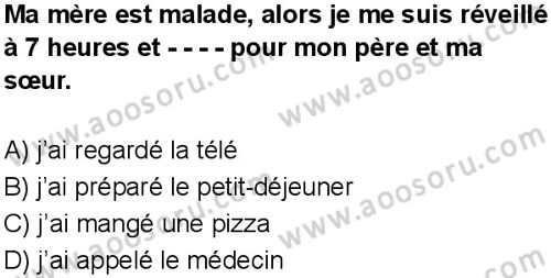 Fransızca 6 Dersi 2025-2026 yılı 1. Dönem sınavı 6. Soru