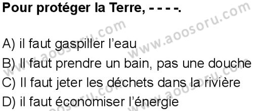 Fransızca 6 Dersi 2025-2026 yılı 1. Dönem sınavı 8. Soru