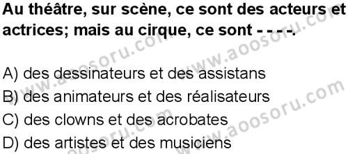 Fransızca 6 Dersi 2025-2026 yılı 1. Dönem sınavı 9. Soru