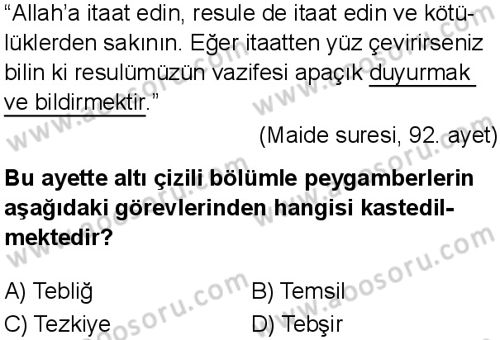 Din Kültürü ve Ahlak Bilgisi 6 Dersi 2025-2026 yılı 1. Dönem sınavı 1. Soru