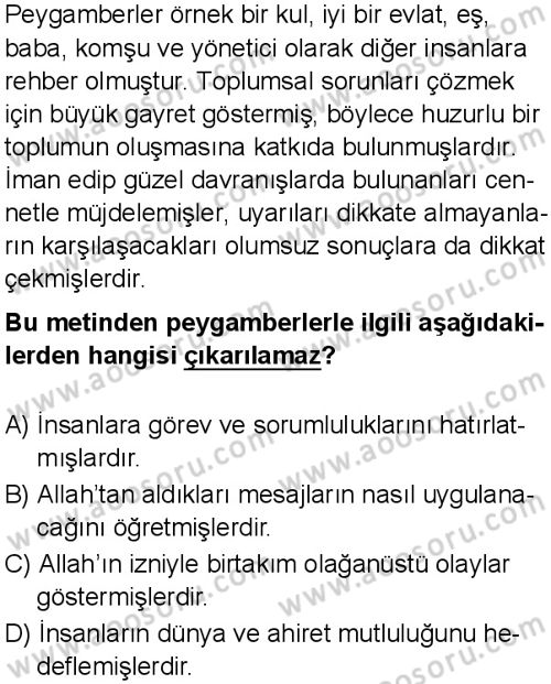 Din Kültürü ve Ahlak Bilgisi 6 Dersi 2025-2026 yılı 1. Dönem sınavı 2. Soru