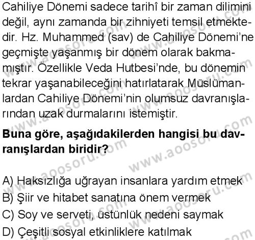 Din Kültürü ve Ahlak Bilgisi 6 Dersi 2025-2026 yılı 1. Dönem sınavı 7. Soru