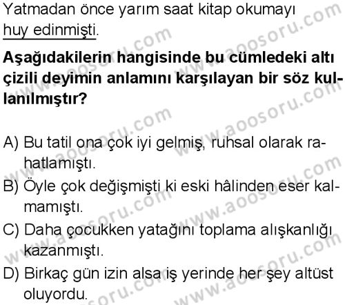 Türkçe 7 Dersi 2025-2026 yılı 1. Dönem sınavı 2. Soru