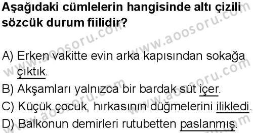 Türkçe 7 Dersi 2025-2026 yılı 1. Dönem sınavı 4. Soru