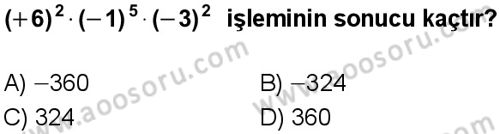 Matematik 7 Dersi 2025-2026 yılı 1. Dönem sınavı 1. Soru