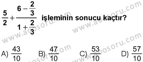 Matematik 7 Dersi 2025-2026 yılı 1. Dönem sınavı 4. Soru