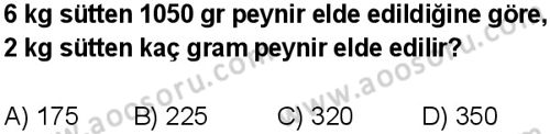 Matematik 7 Dersi 2025-2026 yılı 1. Dönem sınavı 6. Soru