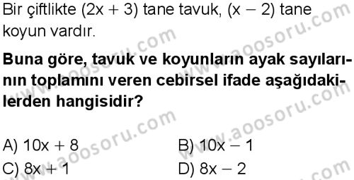 Matematik 7 Dersi 2025-2026 yılı 1. Dönem sınavı 8. Soru