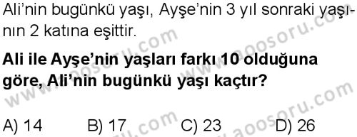 Matematik 7 Dersi 2025-2026 yılı 1. Dönem sınavı 9. Soru