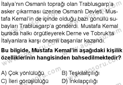 T.C. İnklap Tarihi ve Atatürkçülük 8 Dersi 2025-2026 yılı 1. Dönem sınavı 2. Soru