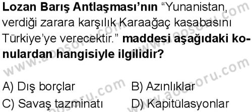 T.C. İnklap Tarihi ve Atatürkçülük 8 Dersi 2025-2026 yılı 1. Dönem sınavı 6. Soru