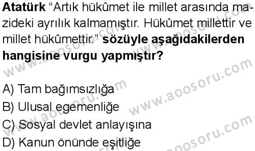 T.C. İnklap Tarihi ve Atatürkçülük 8 Dersi 2025-2026 yılı 1. Dönem sınavı 8. Soru