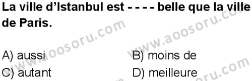 Fransızca 8 Dersi 2025-2026 yılı 1. Dönem sınavı 3. Soru