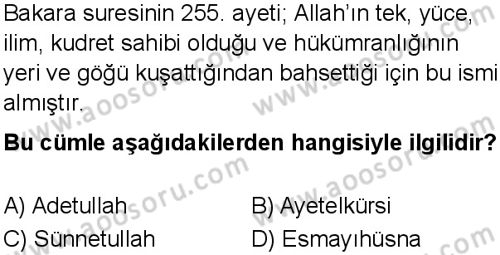 Din Kültürü ve Ahlak Bilgisi 8 Dersi 2025-2026 yılı 1. Dönem sınavı 3. Soru