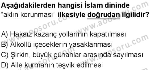 Din Kültürü ve Ahlak Bilgisi 8 Dersi 2025-2026 yılı 1. Dönem sınavı 6. Soru