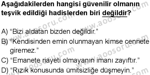 Din Kültürü ve Ahlak Bilgisi 8 Dersi 2025-2026 yılı 1. Dönem sınavı 7. Soru