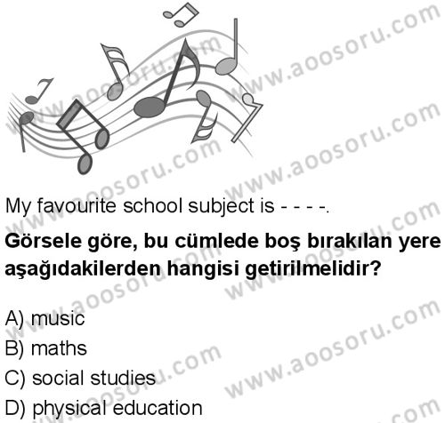 İngilizce 5 Dersi 2025-2026 yılı 1. Dönem sınavı 9. Soru