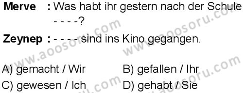 Almanca 5 Dersi 2025-2026 yılı 1. Dönem sınavı 6. Soru