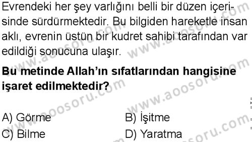 Din Kültürü ve Ahlak Bilgisi 5 Dersi 2025-2026 yılı 1. Dönem sınavı 1. Soru