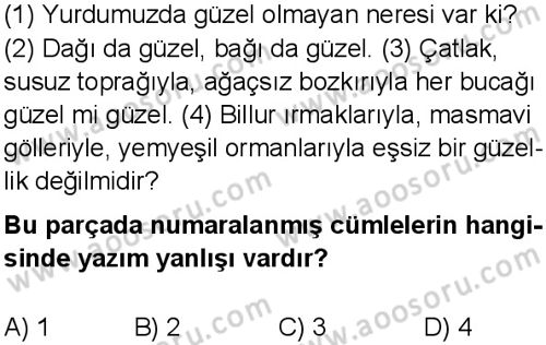 Türkçe 6 Dersi 2025-2026 yılı 1. Dönem sınavı 4. Soru