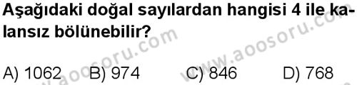 Matematik 6 Dersi 2025-2026 yılı 1. Dönem sınavı 1. Soru
