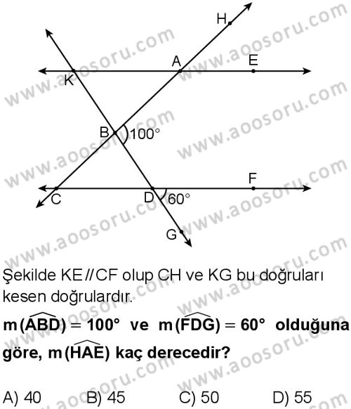 Matematik 6 Dersi 2025-2026 yılı 1. Dönem sınavı 6. Soru